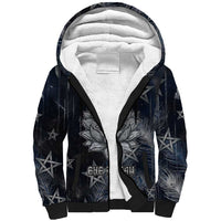 Khonsu Sherpa Hoodie Ancient Egyptian Dark Feather Pattern, Moonlit Raven Symbol, and Eye Lotus - Wonder Print Shop