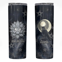 Khonsu Skinny Tumbler Ancient Egyptian Dark Feather Pattern, Moonlit Raven Symbol, and Eye Lotus - Wonder Print Shop
