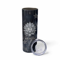 Khonsu Skinny Tumbler Ancient Egyptian Dark Feather Pattern, Moonlit Raven Symbol, and Eye Lotus - Wonder Print Shop