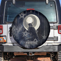 Khonsu Spare Tire Cover Ancient Egyptian Dark Feather Pattern, Moonlit Raven Symbol, and Eye Lotus - Wonder Print Shop