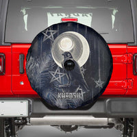 Khonsu Spare Tire Cover Ancient Egyptian Dark Feather Pattern, Moonlit Raven Symbol, and Eye Lotus - Wonder Print Shop