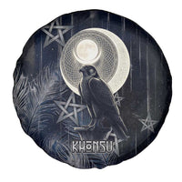 Khonsu Spare Tire Cover Ancient Egyptian Dark Feather Pattern, Moonlit Raven Symbol, and Eye Lotus - Wonder Print Shop