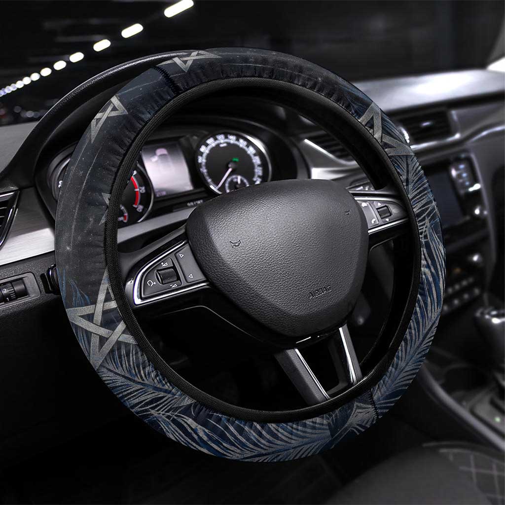 Khonsu Steering Wheel Cover Ancient Egyptian Dark Feather Pattern, Moonlit Raven Symbol, and Eye Lotus - Wonder Print Shop