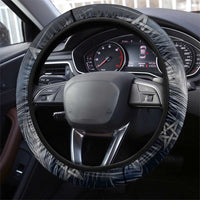 Khonsu Steering Wheel Cover Ancient Egyptian Dark Feather Pattern, Moonlit Raven Symbol, and Eye Lotus - Wonder Print Shop