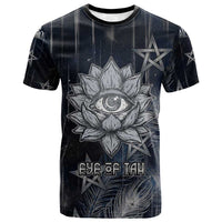 Khonsu T shirt Ancient Egyptian Dark Feather Pattern, Moonlit Raven Symbol, and Eye Lotus - Wonder Print Shop