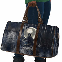 Khonsu Travel Bag Ancient Egyptian Dark Feather Pattern, Moonlit Raven Symbol, and Eye Lotus - Wonder Print Shop