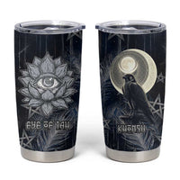 Khonsu Tumbler Cup Ancient Egyptian Dark Feather Pattern, Moonlit Raven Symbol, and Eye Lotus - Wonder Print Shop