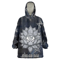 Khonsu Wearable Blanket Hoodie Ancient Egyptian Dark Feather Pattern, Moonlit Raven Symbol, and Eye Lotus - Wonder Print Shop