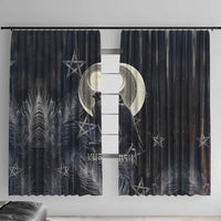 Khonsu Window Curtain Ancient Egyptian Dark Feather Pattern, Moonlit Raven Symbol, and Eye Lotus - Wonder Print Shop