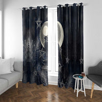 Khonsu Window Curtain Ancient Egyptian Dark Feather Pattern, Moonlit Raven Symbol, and Eye Lotus - Wonder Print Shop
