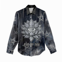 Khonsu Women Casual Shirt Ancient Egyptian Dark Feather Pattern, Moonlit Raven Symbol, and Eye Lotus - Wonder Print Shop