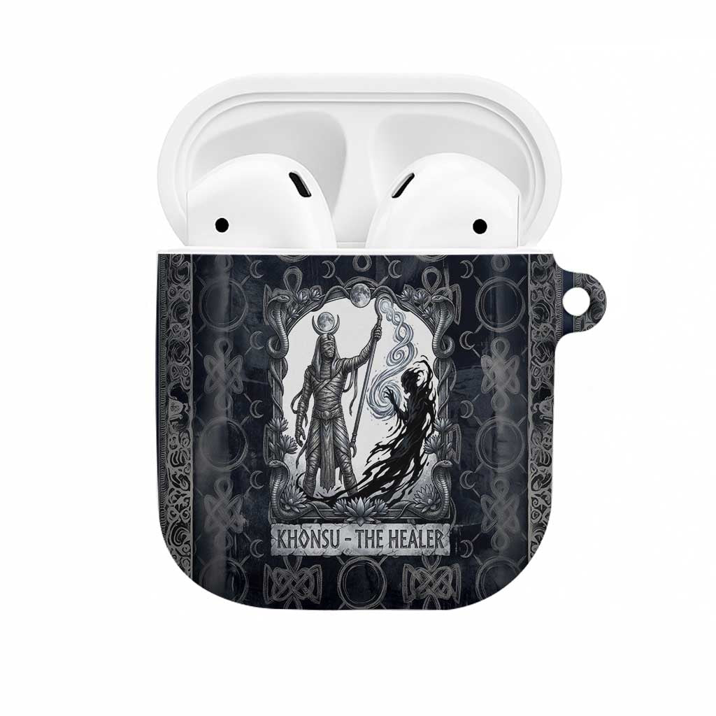 Khonsu Ancient Egyptian AirPods Case with Dark Celtic Knot Pattern, Baboon Guardian Symbol, and Moon Healer Motif - Wonder Print Shop