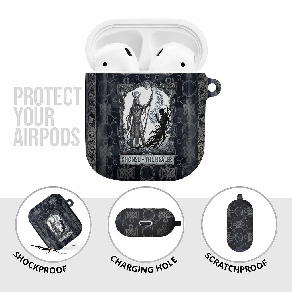 Khonsu Ancient Egyptian AirPods Case with Dark Celtic Knot Pattern, Baboon Guardian Symbol, and Moon Healer Motif - Wonder Print Shop