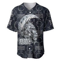 Khonsu Ancient Egyptian Baseball Jersey with Dark Celtic Knot Pattern, Baboon Guardian Symbol, and Moon Healer Motif - Wonder Print Shop