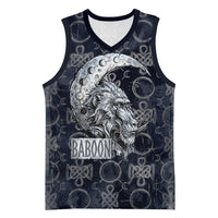 Khonsu Ancient Egyptian Basketball Jersey with Dark Celtic Knot Pattern, Baboon Guardian Symbol, and Moon Healer Motif - Wonder Print Shop