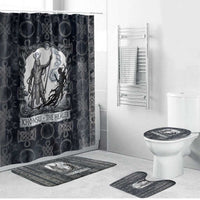 Khonsu Ancient Egyptian Bathroom Set with Dark Celtic Knot Pattern, Baboon Guardian Symbol, and Moon Healer Motif - Wonder Print Shop