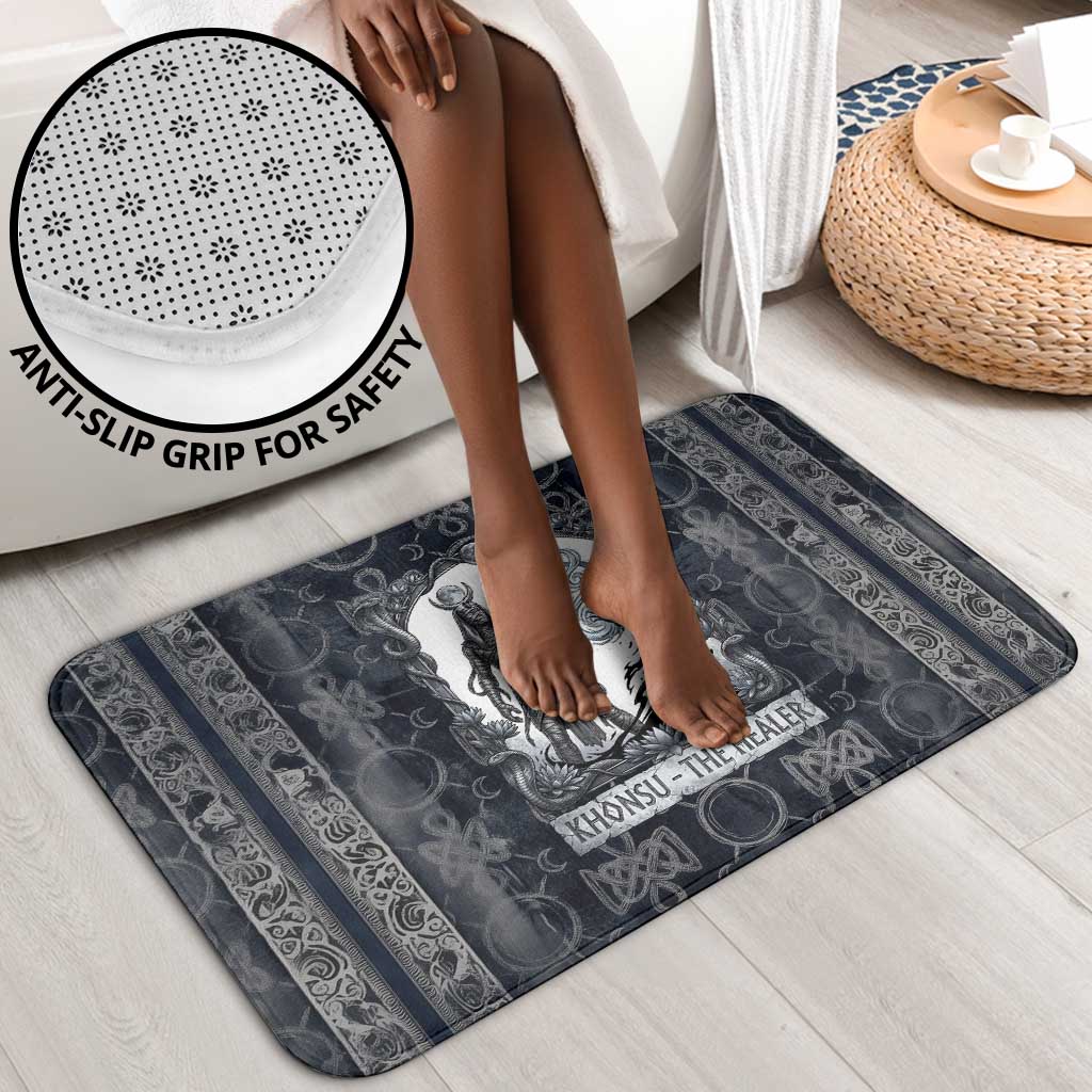 Khonsu Ancient Egyptian Bathroom Set with Dark Celtic Knot Pattern, Baboon Guardian Symbol, and Moon Healer Motif - Wonder Print Shop