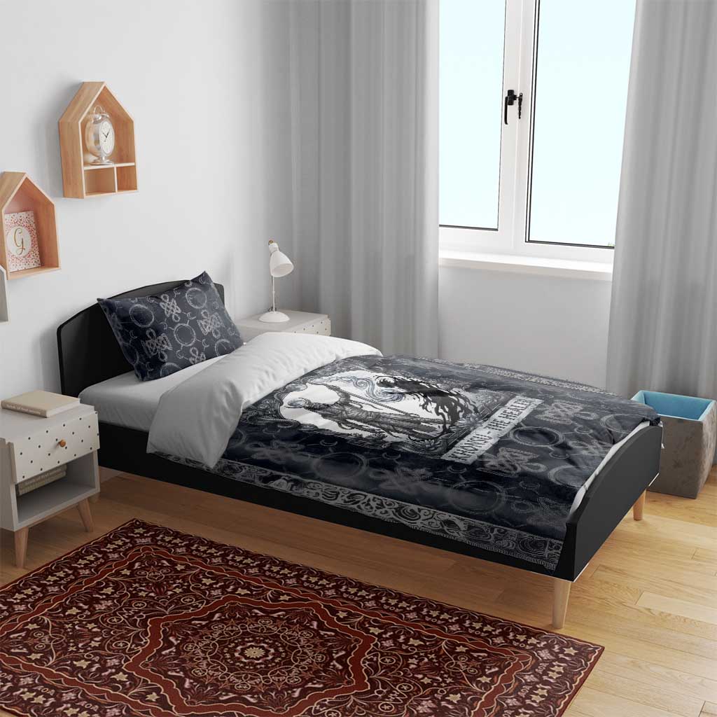 Khonsu Ancient Egyptian Bedding Set with Dark Celtic Knot Pattern, Baboon Guardian Symbol, and Moon Healer Motif - Wonder Print Shop