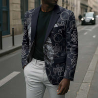 Khonsu Ancient Egyptian Blazer with Dark Celtic Knot Pattern, Baboon Guardian Symbol, and Moon Healer Motif - Wonder Print Shop