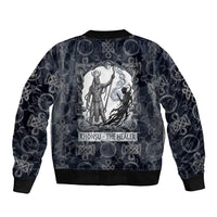 Khonsu Ancient Egyptian Bomber Jacket with Dark Celtic Knot Pattern, Baboon Guardian Symbol, and Moon Healer Motif - Wonder Print Shop