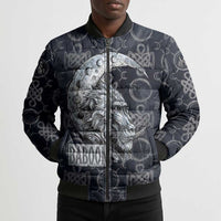 Khonsu Ancient Egyptian Bomber Puffer Jacket with Dark Celtic Knot Pattern, Baboon Guardian Symbol, and Moon Healer Motif - Wonder Print Shop