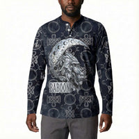 Khonsu Ancient Egyptian Button Sweatshirt with Dark Celtic Knot Pattern, Baboon Guardian Symbol, and Moon Healer Motif