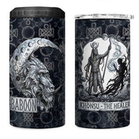 Khonsu Ancient Egyptian 4 in 1 Can Cooler Tumbler with Dark Celtic Knot Pattern, Baboon Guardian Symbol, and Moon Healer Motif - Wonder Print Shop