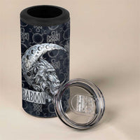 Khonsu Ancient Egyptian 4 in 1 Can Cooler Tumbler with Dark Celtic Knot Pattern, Baboon Guardian Symbol, and Moon Healer Motif - Wonder Print Shop
