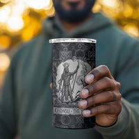 Khonsu Ancient Egyptian 4 in 1 Can Cooler Tumbler with Dark Celtic Knot Pattern, Baboon Guardian Symbol, and Moon Healer Motif - Wonder Print Shop