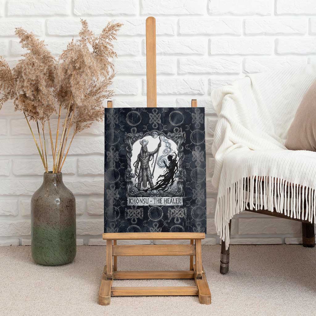 Khonsu Ancient Egyptian Canvas Wall Art with Dark Celtic Knot Pattern, Baboon Guardian Symbol, and Moon Healer Motif - Wonder Print Shop
