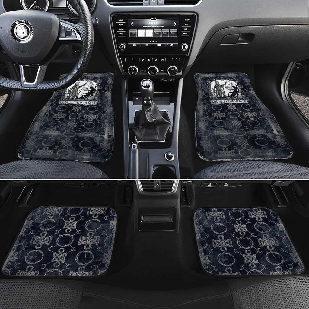 Khonsu Ancient Egyptian Car Mats with Dark Celtic Knot Pattern, Baboon Guardian Symbol, and Moon Healer Motif - Wonder Print Shop