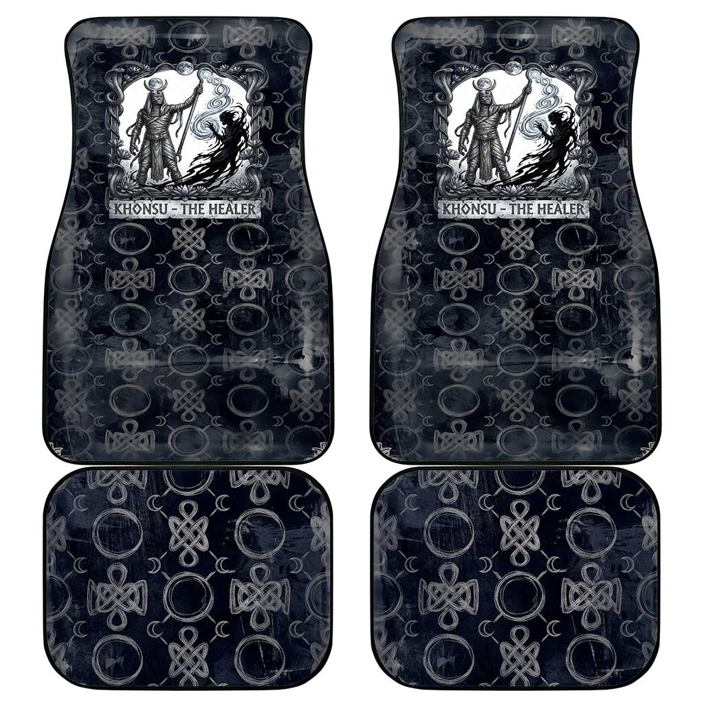 Khonsu Ancient Egyptian Car Mats with Dark Celtic Knot Pattern, Baboon Guardian Symbol, and Moon Healer Motif - Wonder Print Shop