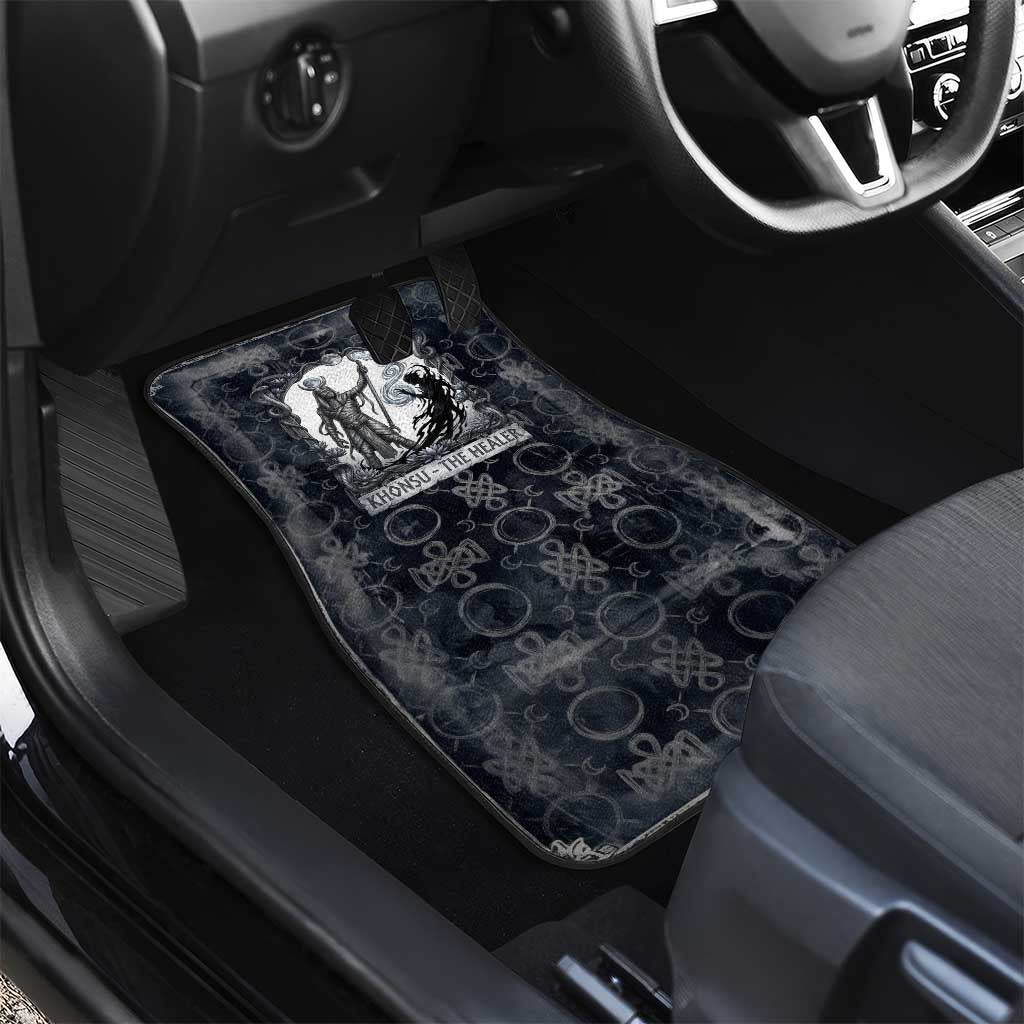 Khonsu Ancient Egyptian Car Mats with Dark Celtic Knot Pattern, Baboon Guardian Symbol, and Moon Healer Motif - Wonder Print Shop