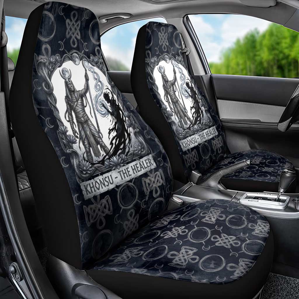 Khonsu Ancient Egyptian Car Seat Cover with Dark Celtic Knot Pattern, Baboon Guardian Symbol, and Moon Healer Motif - Wonder Print Shop