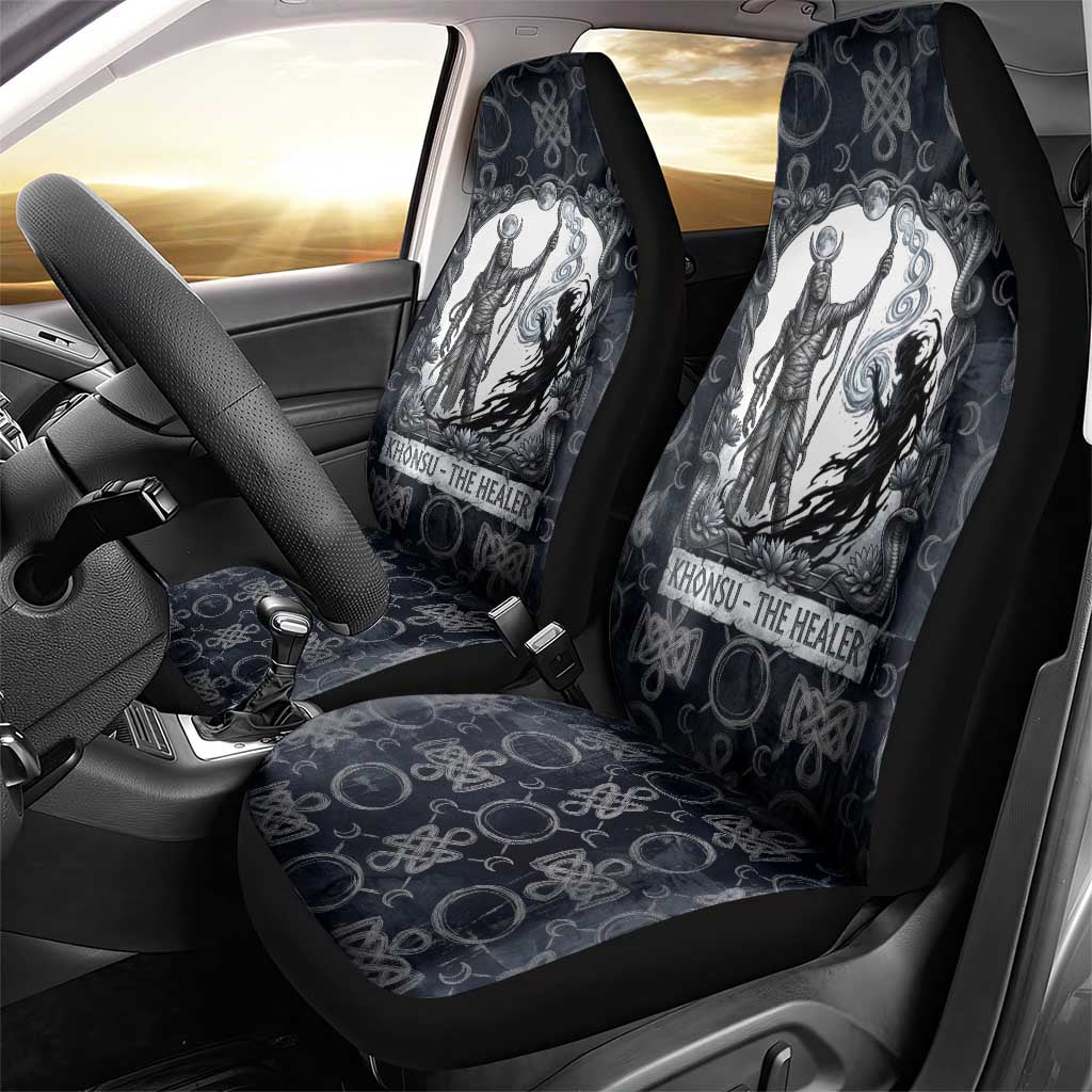Khonsu Ancient Egyptian Car Seat Cover with Dark Celtic Knot Pattern, Baboon Guardian Symbol, and Moon Healer Motif - Wonder Print Shop