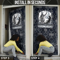 Khonsu Ancient Egyptian Door Cover with Dark Celtic Knot Pattern, Baboon Guardian Symbol, and Moon Healer Motif - Wonder Print Shop
