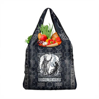 Khonsu Ancient Egyptian Grocery Bag with Dark Celtic Knot Pattern, Baboon Guardian Symbol, and Moon Healer Motif - Wonder Print Shop