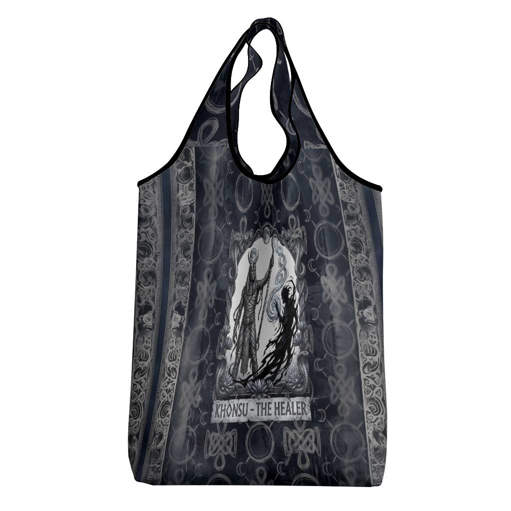 Khonsu Ancient Egyptian Grocery Bag with Dark Celtic Knot Pattern, Baboon Guardian Symbol, and Moon Healer Motif - Wonder Print Shop