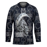 Khonsu Ancient Egyptian Hockey Jersey with Dark Celtic Knot Pattern, Baboon Guardian Symbol, and Moon Healer Motif - Wonder Print Shop