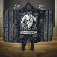 Khonsu Ancient Egyptian Hooded Blanket with Dark Celtic Knot Pattern, Baboon Guardian Symbol, and Moon Healer Motif - Wonder Print Shop
