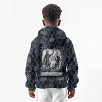 Khonsu Ancient Egyptian Kid Hoodie with Dark Celtic Knot Pattern, Baboon Guardian Symbol, and Moon Healer Motif - Wonder Print Shop