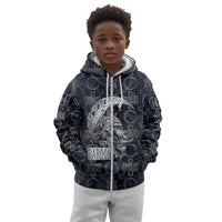 Khonsu Ancient Egyptian Kid Hoodie with Dark Celtic Knot Pattern, Baboon Guardian Symbol, and Moon Healer Motif - Wonder Print Shop