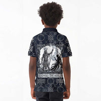 Khonsu Ancient Egyptian Kid Polo Shirt with Dark Celtic Knot Pattern, Baboon Guardian Symbol, and Moon Healer Motif - Wonder Print Shop