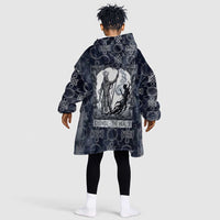 Khonsu Ancient Egyptian Kid Wearable Blanket Hoodie with Dark Celtic Knot Pattern, Baboon Guardian Symbol, and Moon Healer Motif - Wonder Print Shop