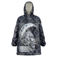 Khonsu Ancient Egyptian Kid Wearable Blanket Hoodie with Dark Celtic Knot Pattern, Baboon Guardian Symbol, and Moon Healer Motif - Wonder Print Shop