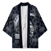 Khonsu Ancient Egyptian Kimono with Dark Celtic Knot Pattern, Baboon Guardian Symbol, and Moon Healer Motif - Wonder Print Shop