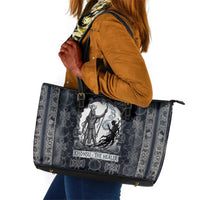 Khonsu Ancient Egyptian Leather Tote Bag with Dark Celtic Knot Pattern, Baboon Guardian Symbol, and Moon Healer Motif - Wonder Print Shop