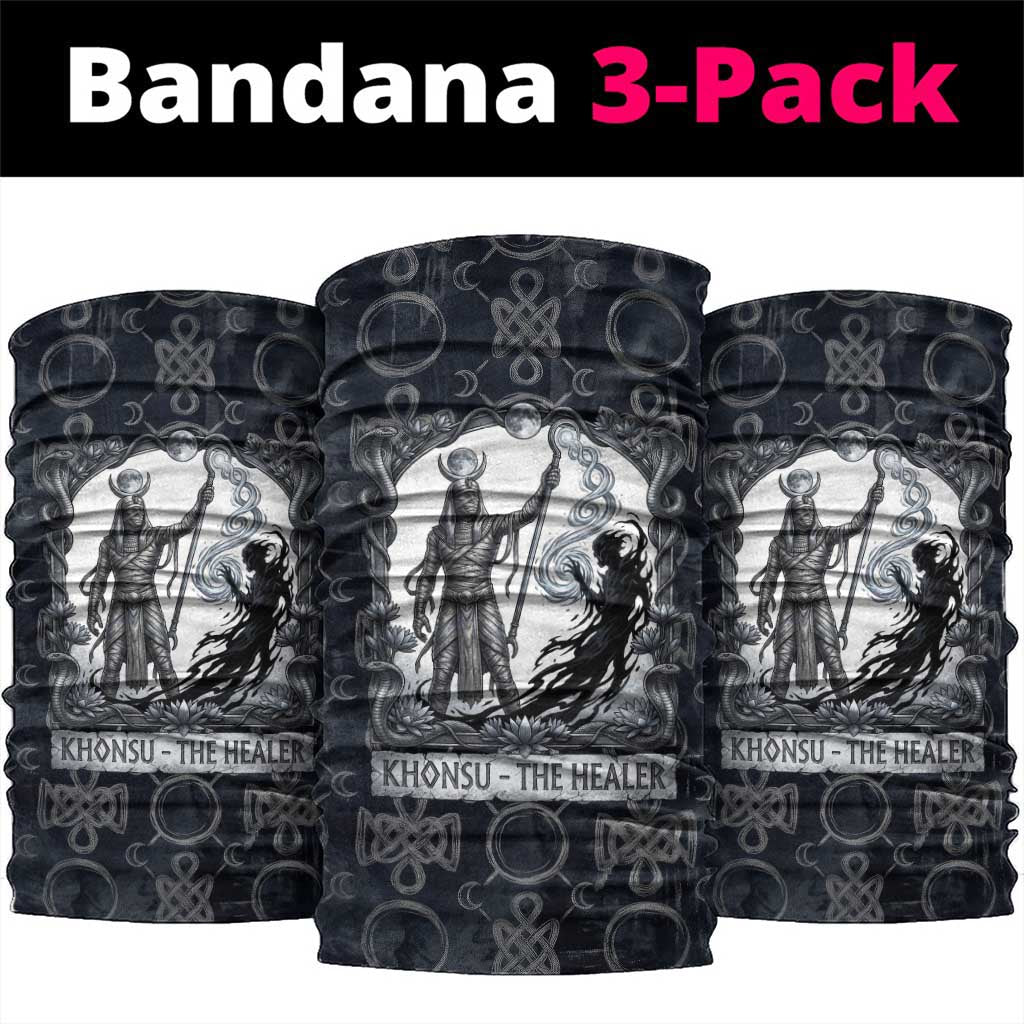 Khonsu Ancient Egyptian Neck Gaiter with Dark Celtic Knot Pattern, Baboon Guardian Symbol, and Moon Healer Motif - Wonder Print Shop