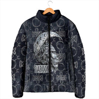 Khonsu Ancient Egyptian Padded Jacket with Dark Celtic Knot Pattern, Baboon Guardian Symbol, and Moon Healer Motif - Wonder Print Shop