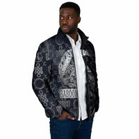 Khonsu Ancient Egyptian Padded Jacket with Dark Celtic Knot Pattern, Baboon Guardian Symbol, and Moon Healer Motif - Wonder Print Shop